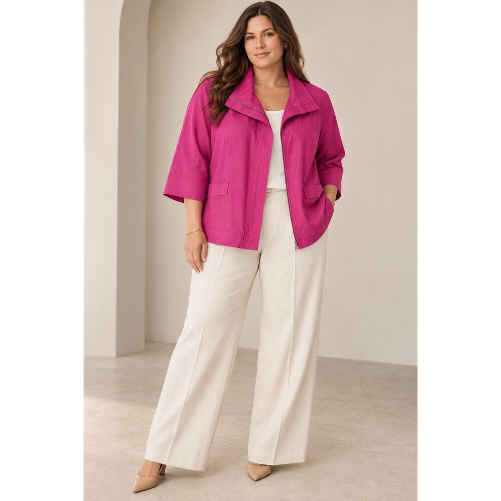 Lafayette 148 New York Pink Button Front Jacket with Pockets Plus Size 20 Edgy